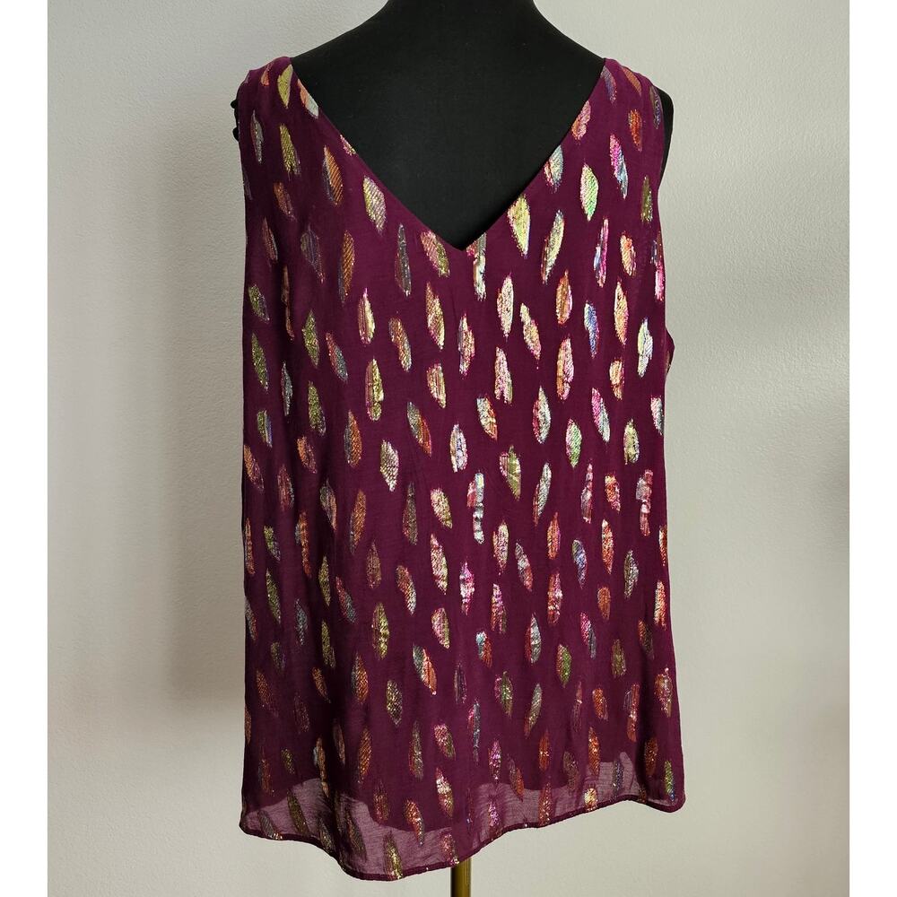 Lilly Pulitzer Florin Sleeveless Cherry Ganache Metallic Feathers Tank Top XL - Picture 3 of 8
